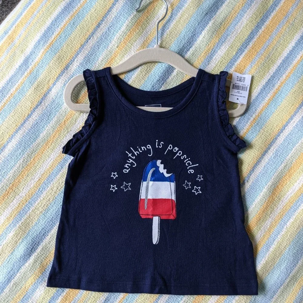 🌟🆕 New GAP Toddler Girl 'Anything is Popsicle' tank 2T